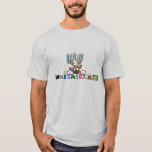 Reindeer avec Menorah Antlers Chrismukkah T-Shirt<br><div class="desc">Ce t-shirt est plein de pizzas graphique ! Il présente mon renne juif dont les bois ressemblent à une Menorah avec le mot "Chrismukkah" ci-dessous fait un texte graphique. Bien que je le montre sur un t-shirt pour hommes, vous pouvez acheter ce design sur des femmes, des enfants, des ados...</div>