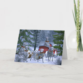 Reindeer Chiens Dalmatiens Carte de voeux de Noël
