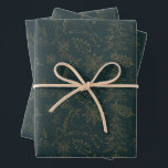 Reindeer Christmas Holiday Tissue Papier cadeau<br><div class="desc">Papier d'enveloppement animal de rennes,  Papier d'enveloppement cadeau de Noël. Décor élégant et élégant d'illustration en or vert foncé. Belles fournitures d'emballage cadeau. Papier d'emballage de vacances.</div>