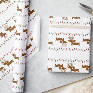 Reindeer Dachshund Papier cadeau de Noël