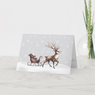 Reindeer dans la carte de Noël Neige