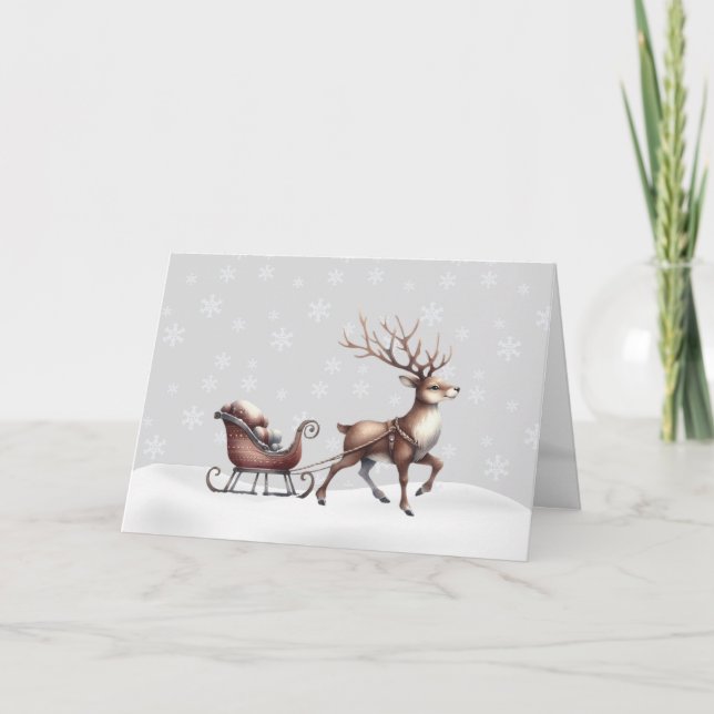 Reindeer dans la carte de Noël Neige (Devant)
