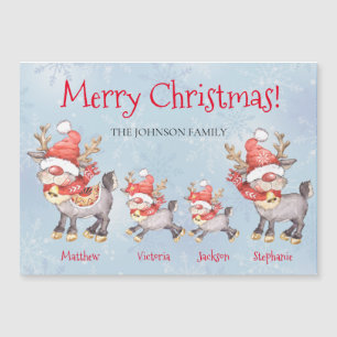 Reindeer Family Carte de Noël Joyeux Personnalisée