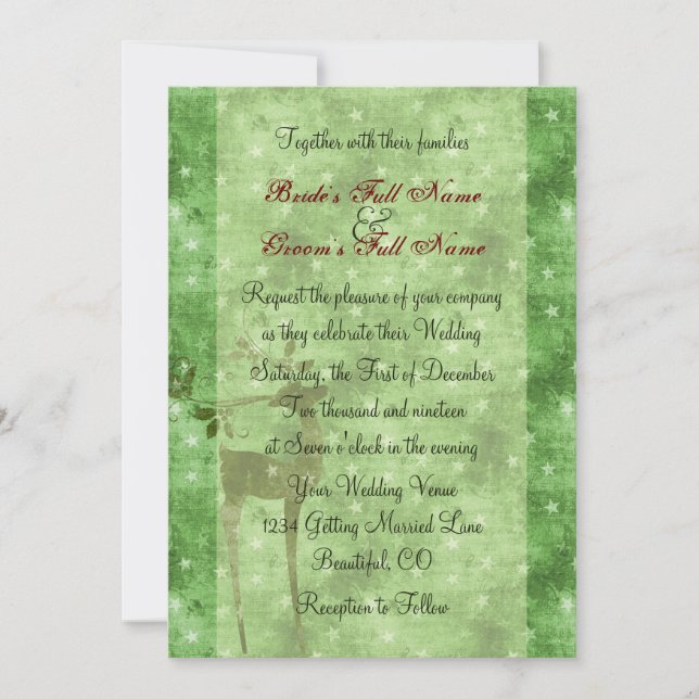 Reindeer Holiday Mariage d'hiver Invitation (Devant)