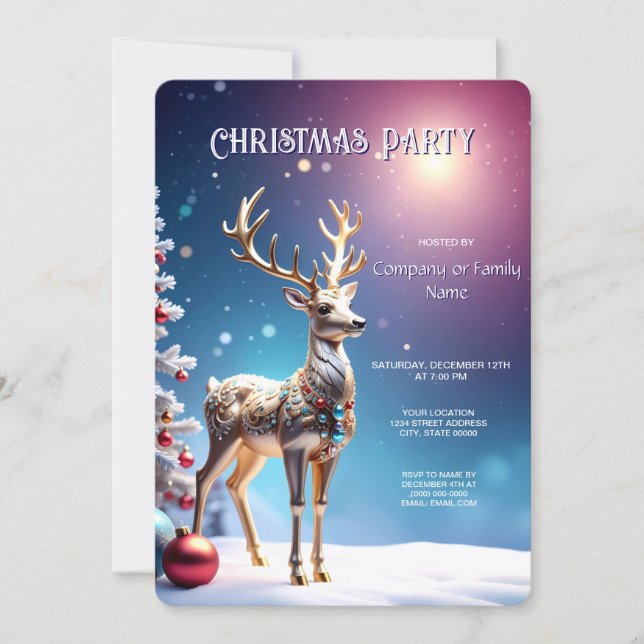 Reindeer Jewels Christmas Holiday Party Invitation (Devant)