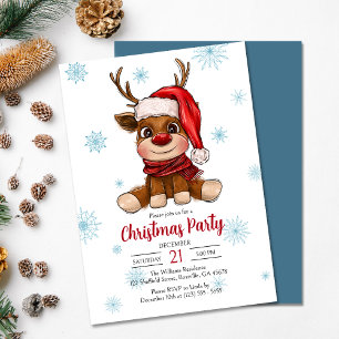 Reindeer Joyeux Noël Fête Invitation