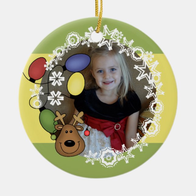 Reindeer Lights personnalisable ornement photo (Devant)