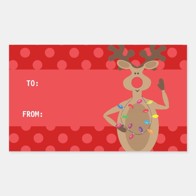 Reindeer Noël avec lumières Stickers Points rouges (Devant)