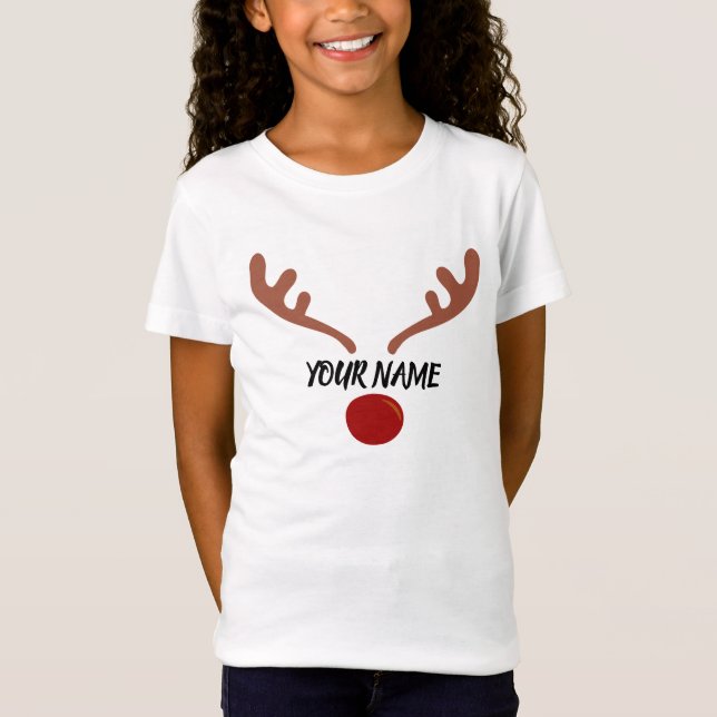Reindeer Noël personnalisé T-shirt personnalisé (Devant)