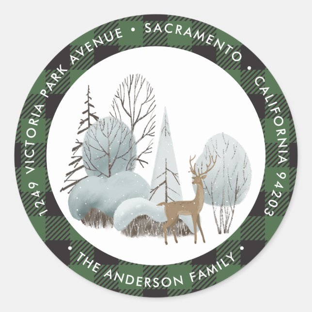 Reindeer Noël Retourner Adresse Étiquettes (Devant)