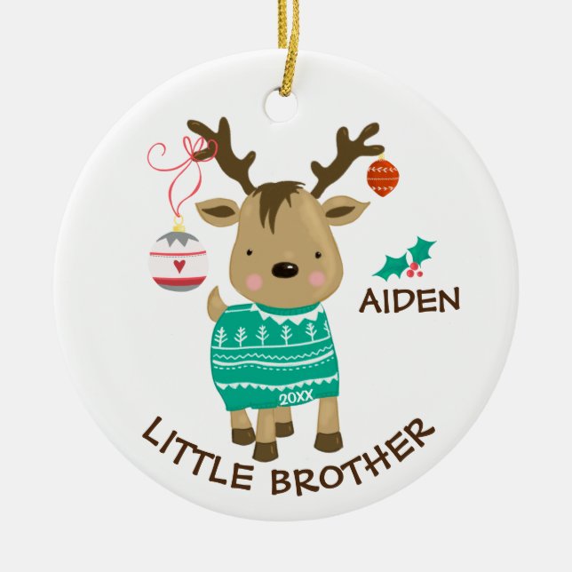 Reindeer Petit Frère Ornement de Noël (Devant)
