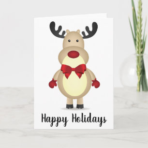 Reindeer portant la Cravate rouge Bow Carte de voe
