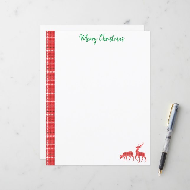 Reindeer rouge vert Twill Plaid Motif (Devant/Arrière en situation)