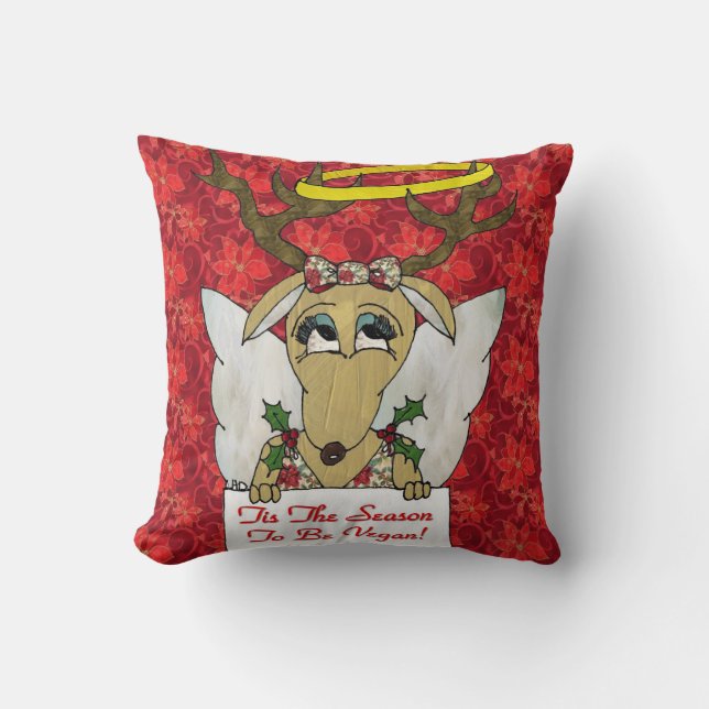 Reindeer Tis Season to Be Vegan Angel Coussin (Recto)