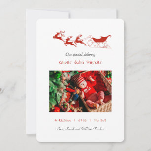 Reindeer & traîneau Faire-part de naissance de Noë