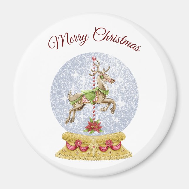Reindeer Water Globe Magnet (Devant)