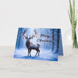 Reinder en Forêt Magique Carte de Noël