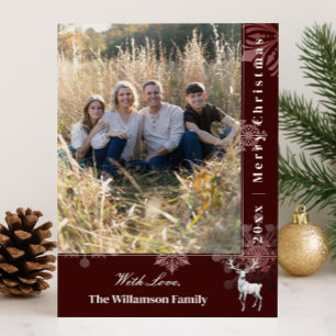 Reinder et Snowflakes Photo de vacances Carte ro