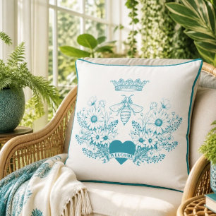 Reine Abeille Chic Coussin Jeté Couronne Abeille