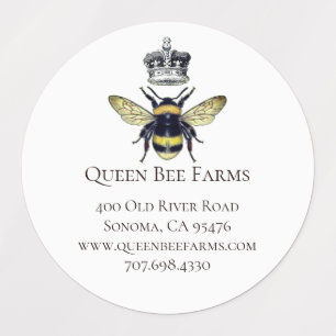 Reine Abeille & Couronne Étiquettes Blanches