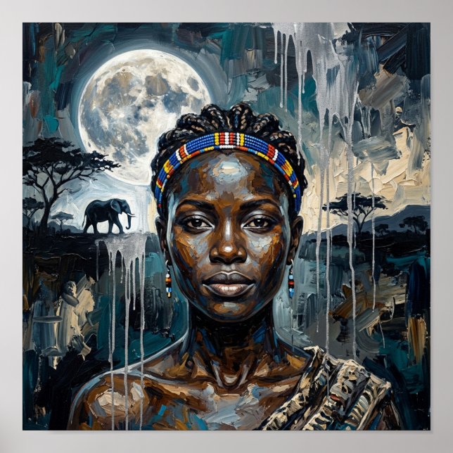 Reine africaine Lune, Impression d'art de femme no (Devant)