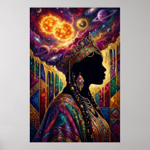 Reine Afrofuturiste Poster d'Art Mural Nébuleuse C