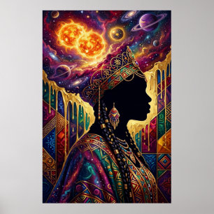 Reine Afrofuturiste Poster d'Art Mural Nébuleuse C