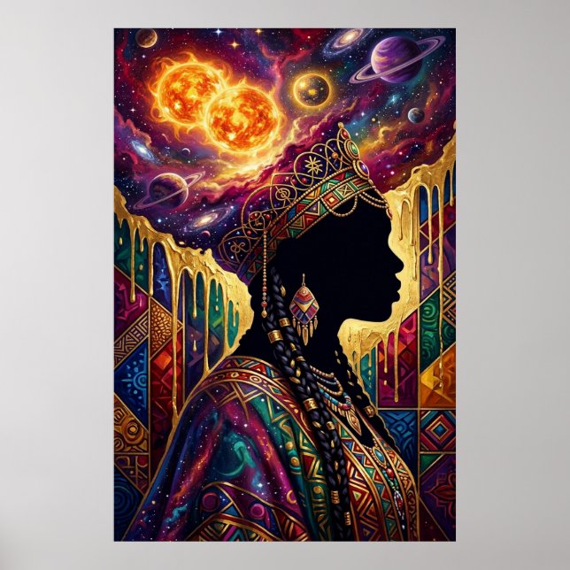 Reine Afrofuturiste Poster d'Art Mural Nébuleuse C (Devant)