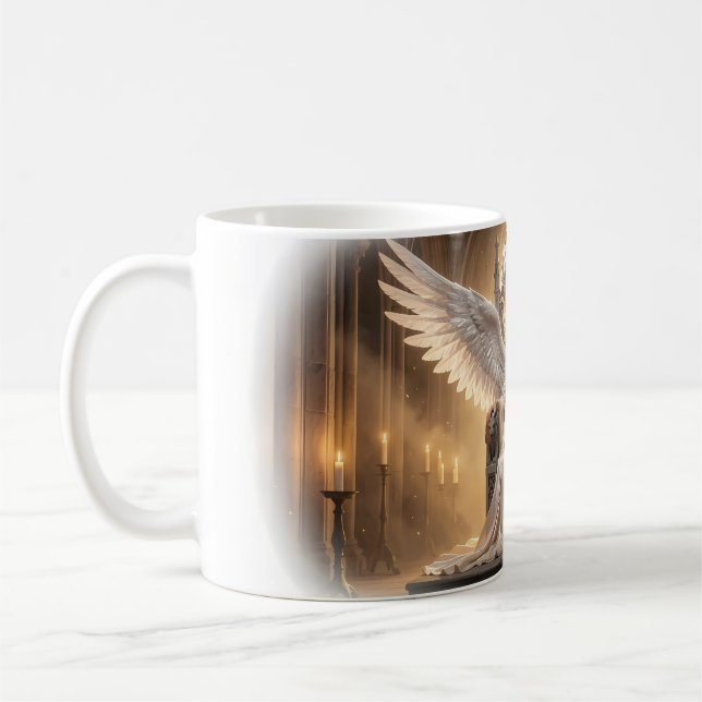 Reine Ange Joyeuse Lion Trône Mug Lumineux (Gauche)