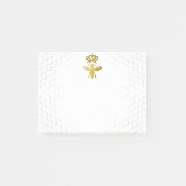 REINE BEE Post-It Notes - Gold Bee Crown Honeypeb (Devant)