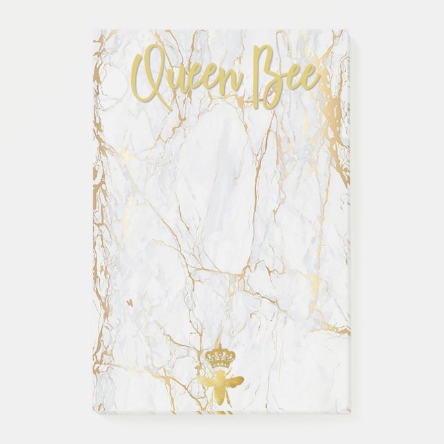 REINE BEE Post-It Notes - Gold Marble Bee Crown (Devant)