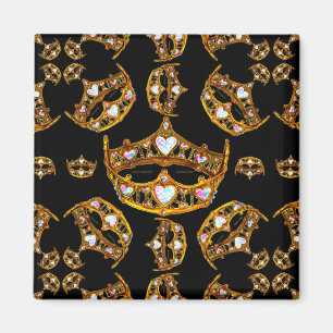 Reine coeurs or couronne tiara noir carré aimant