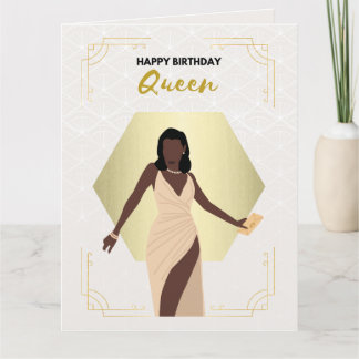 Reine d'anniversaire | Carte de voeux noire