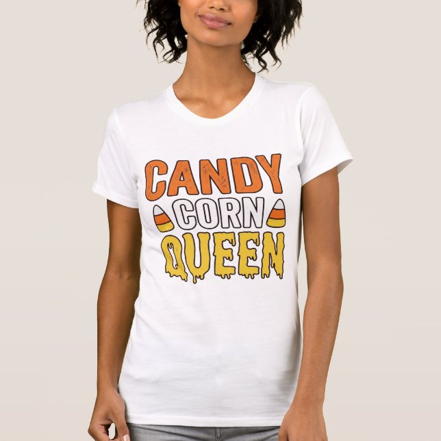 Reine de Candy Corn Design de T-Shirt Halloween Vi (Devant)