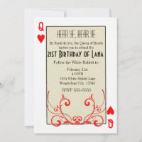 Reine de Cœur Invitation de Carte de Pays des Merv