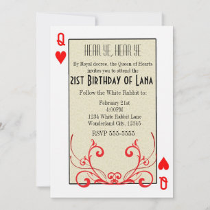 Reine de Cœur Invitation de Carte de Pays des Merv