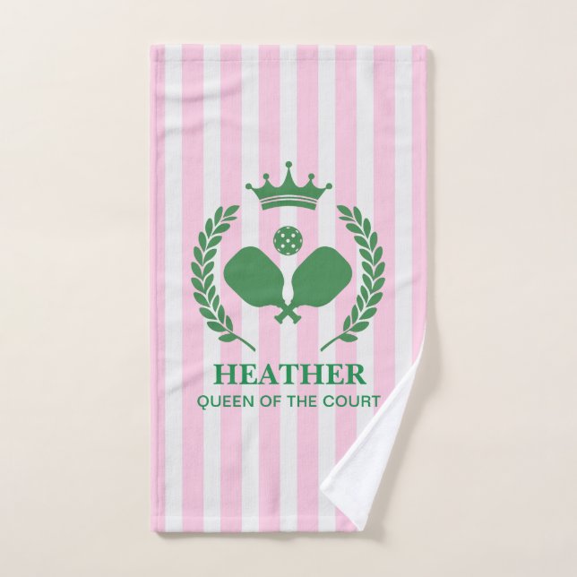 Reine de la Cour de Pickleball rose en bande (Serviette à main)