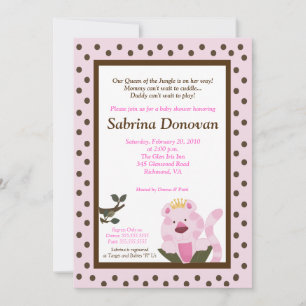 Reine de la Jungle Baby shower Invitation 5 x 7
