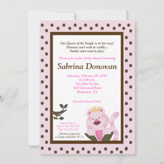 Reine de la Jungle Baby shower Invitation 5 x 7
