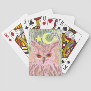 Reine des cartes de jeu Girly de hibou de nuit