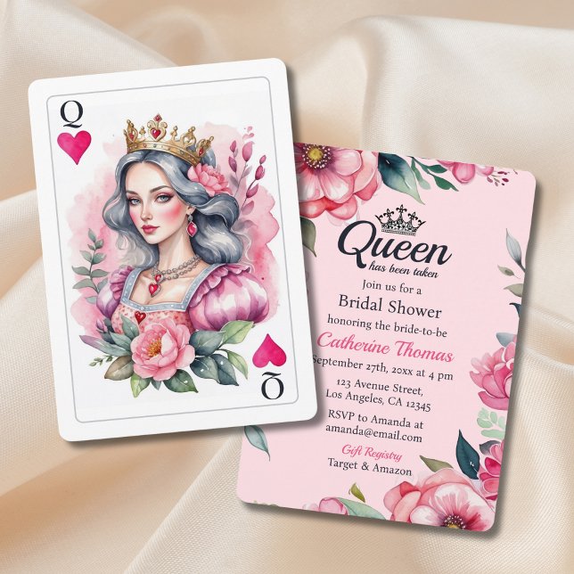 Reine Des Coeurs Jouer Carte Fête des mariées rose (Créateur téléchargé)