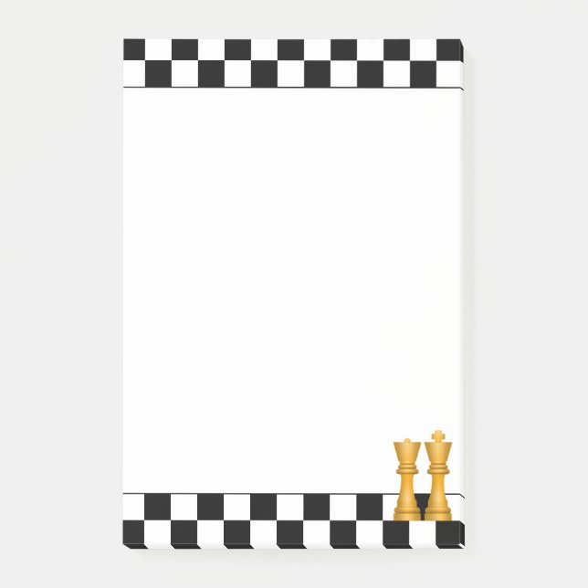 Reine d'or et roi aux échecs noir et blanc Post-it (Devant)