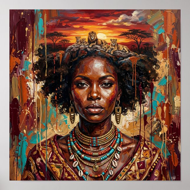 Reine du coucher de soleil africain, Art mural de  (Devant)