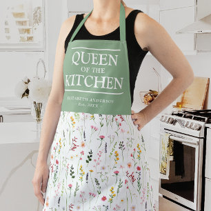 Reine fleur sauvage de la cuisine Nom tablier
