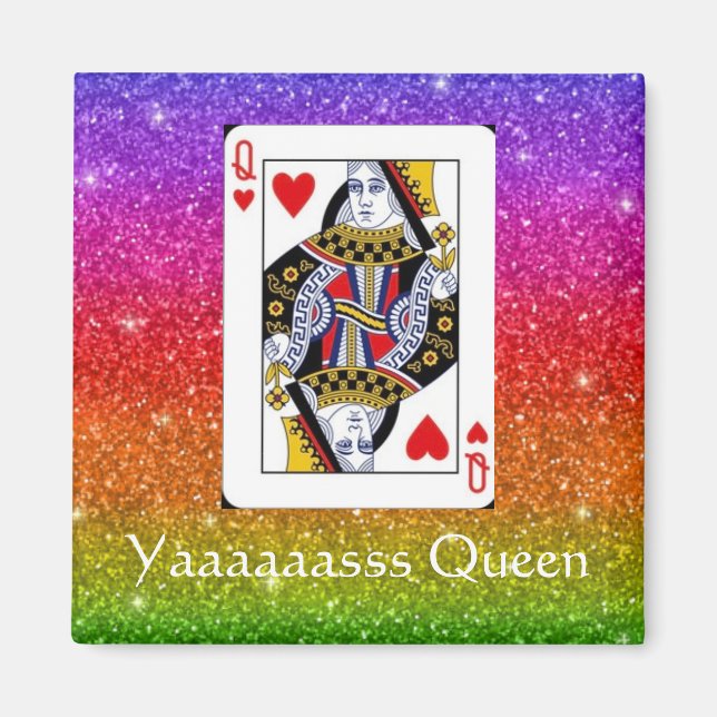 Reine Yassss Magnet à Paillettes Arc-en-Ciel (Devant)