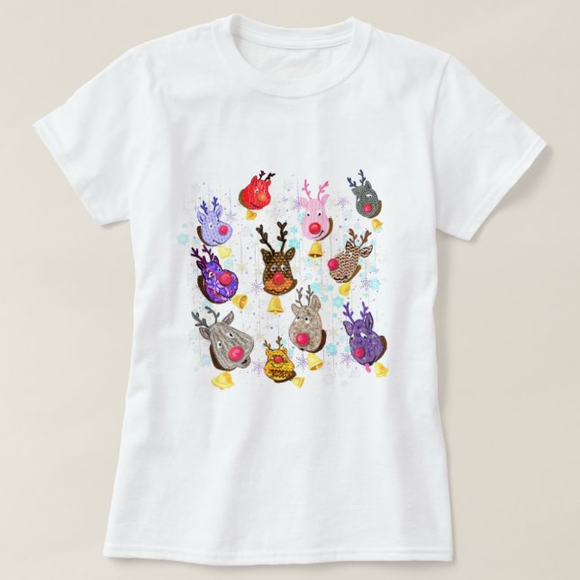 Reiners avec cloches T-shirt Noël (Design devant)
