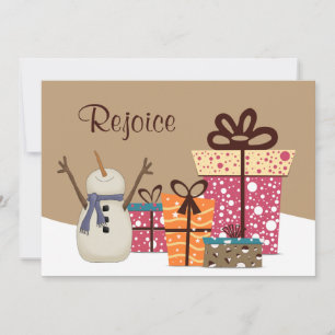Rejoice ~ Snowman avec cadeaux Carte de vacances