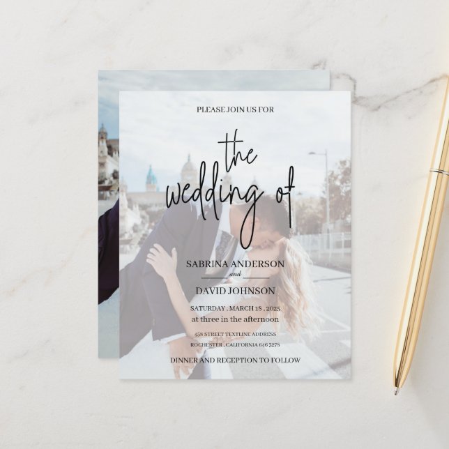 Rejoignez-nous pour l'invitation photo mariage (Devant/Arrière en situation)