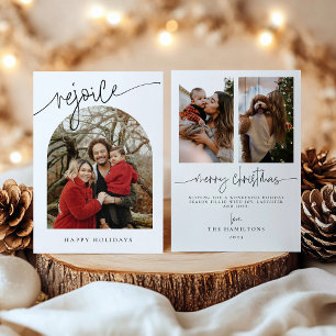 Réjouissez-vous Carte de Noël familial minimaliste