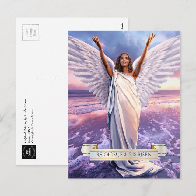 Réjouissez-vous ! Jésus est ressuscité. Carte post (Devant / Derrière)